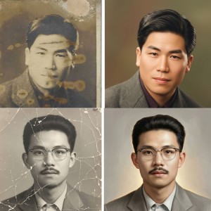 옛날사진 복원 영정사진 확대 유화 초상화 그림 주문제작 4x6 4장 인화포함