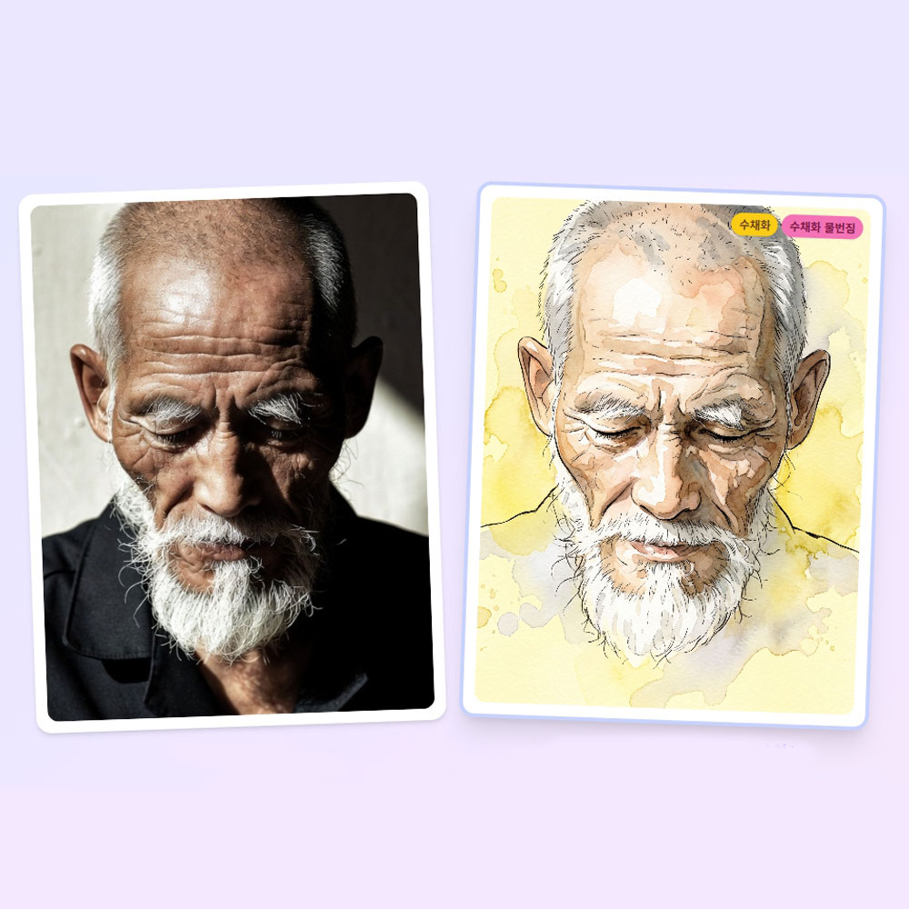 팝아트 초상화 커플 기념일 부모님 생일 결혼 선물 집들이 그림 주문제작 - 수채화(Watercolor) 스타일