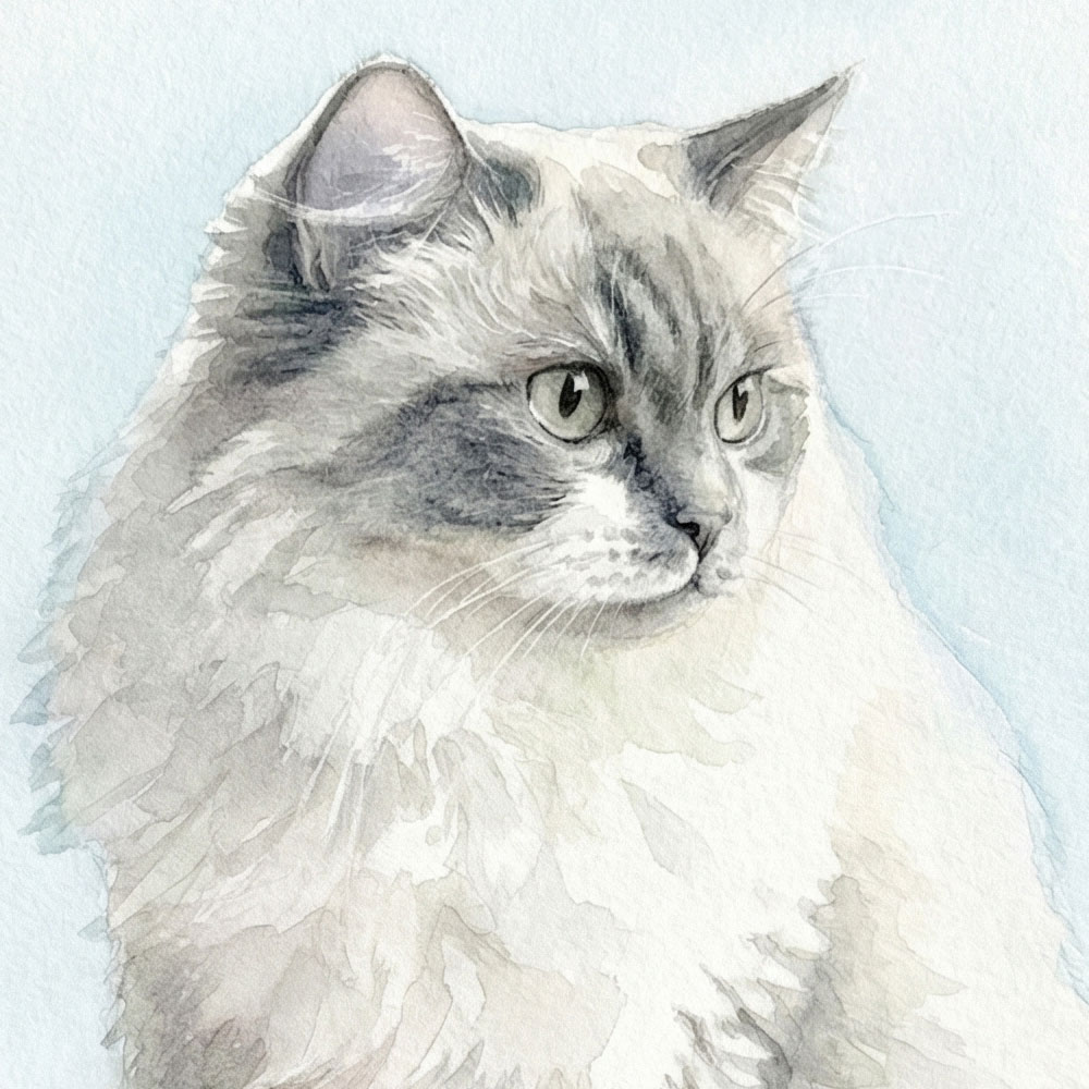반려동물 초상화 고양이 강아지 반려견 반려묘 그림 선물 주문제작 - 수채화(Watercolor) 스타일