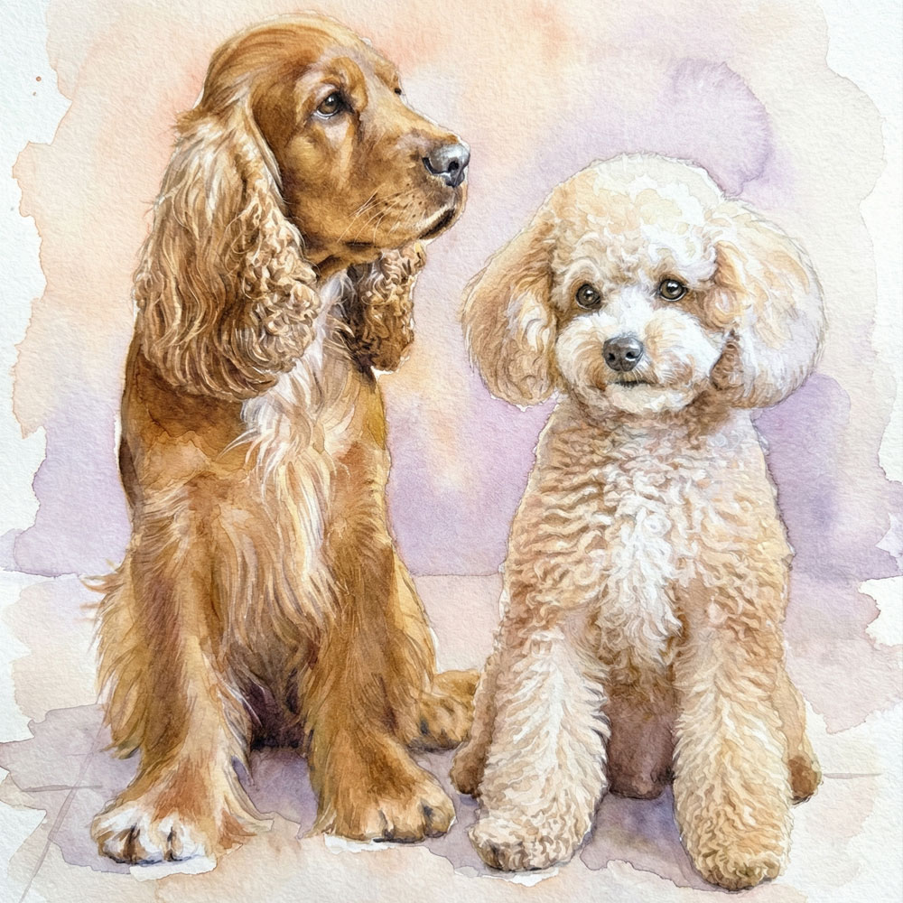 반려동물 초상화 고양이 강아지 반려견 반려묘 그림 선물 주문제작 - 수채화(Watercolor) 스타일