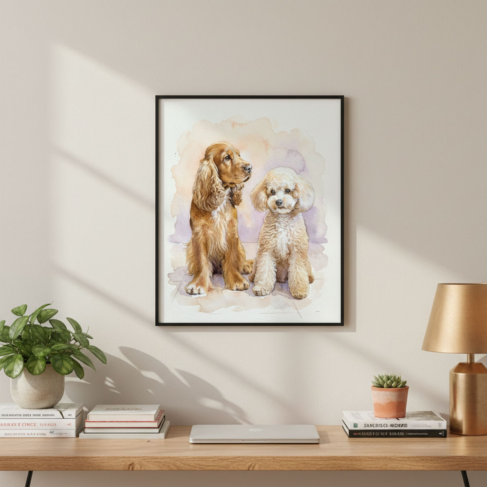 반려동물 초상화 고양이 강아지 반려견 반려묘 그림 선물 주문제작 - 수채화(Watercolor) 스타일