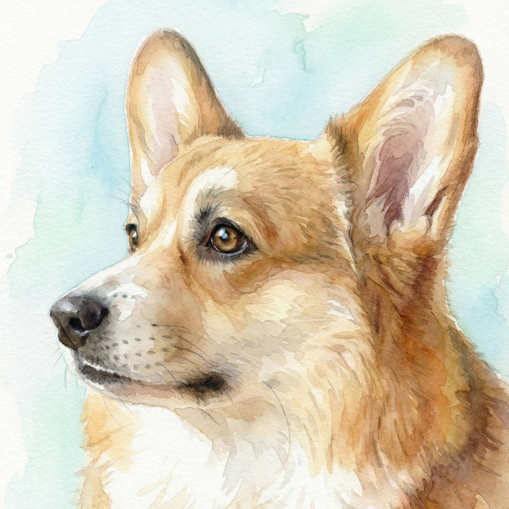 반려동물 초상화 고양이 강아지 반려견 반려묘 그림 선물 주문제작 - 수채화(Watercolor) 스타일